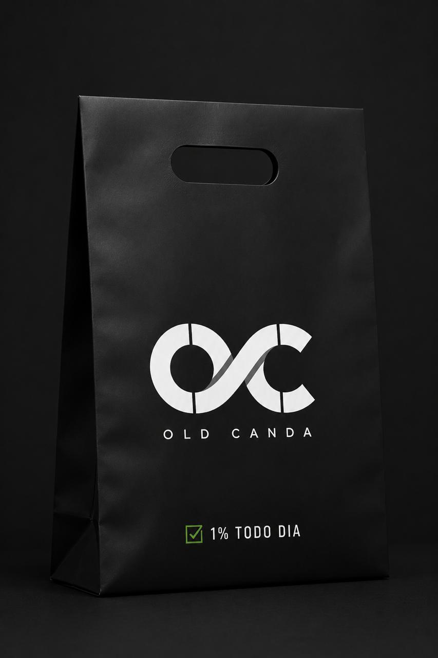 Sacola Old Canda com o selo 1% todo dia